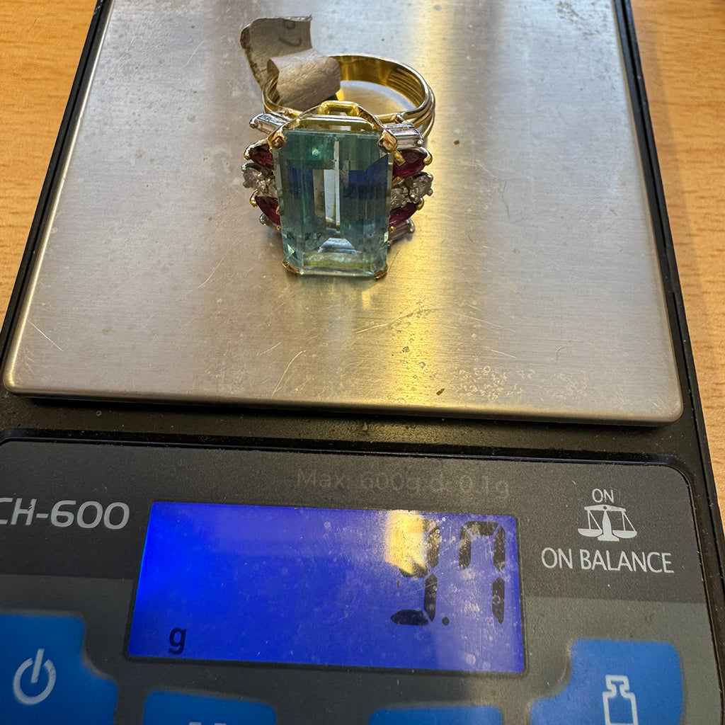 Aquamarine, Ruby and Diamond Ring, 1950s