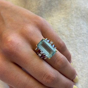 Aquamarine, Ruby and Diamond Ring, 1950s