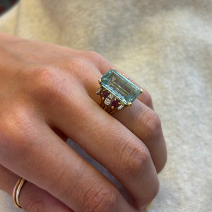 Aquamarine, Ruby and Diamond Ring, 1950s