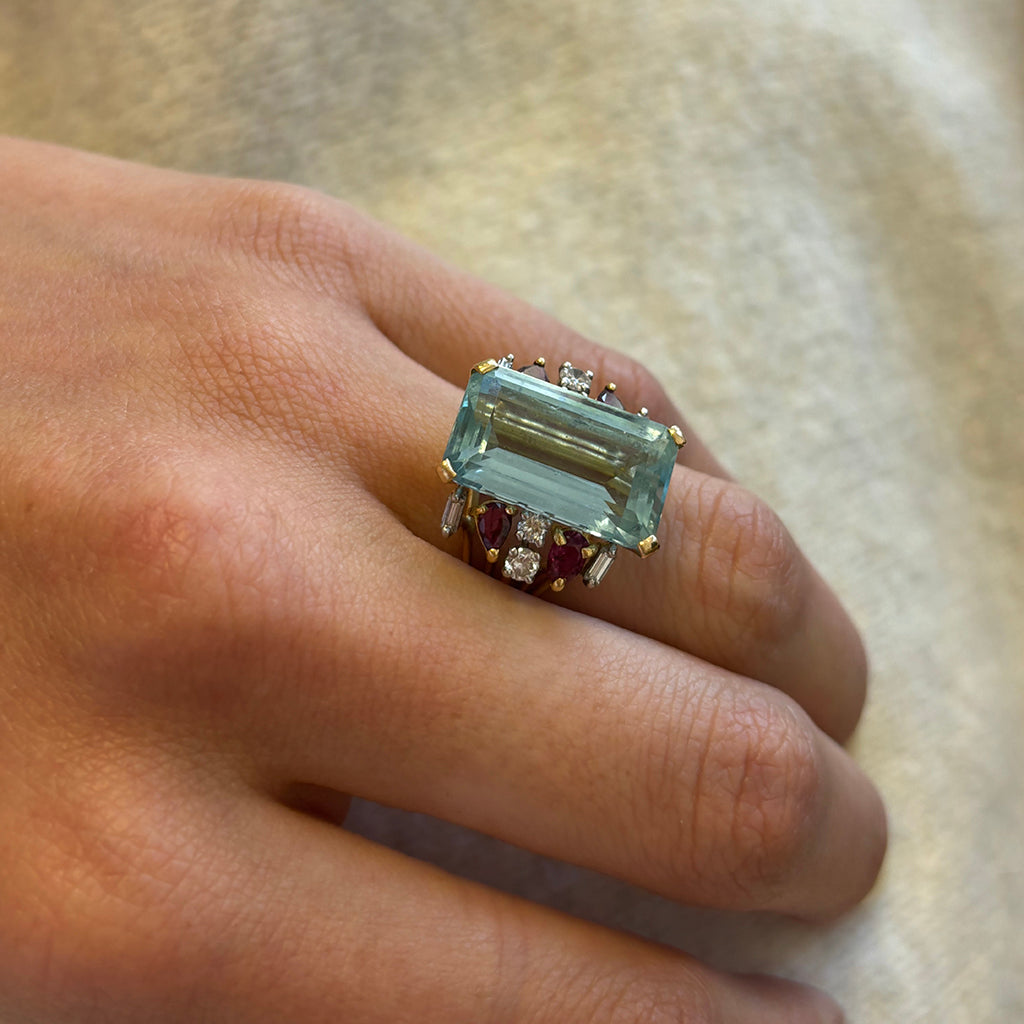 Aquamarine, Ruby and Diamond Ring, 1950s