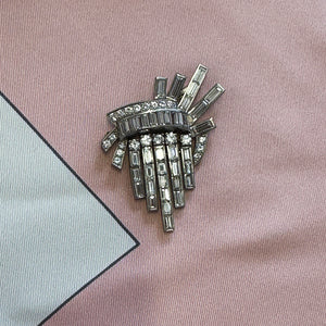 Art Deco Diamond Brooch (Fan / Sunburst)