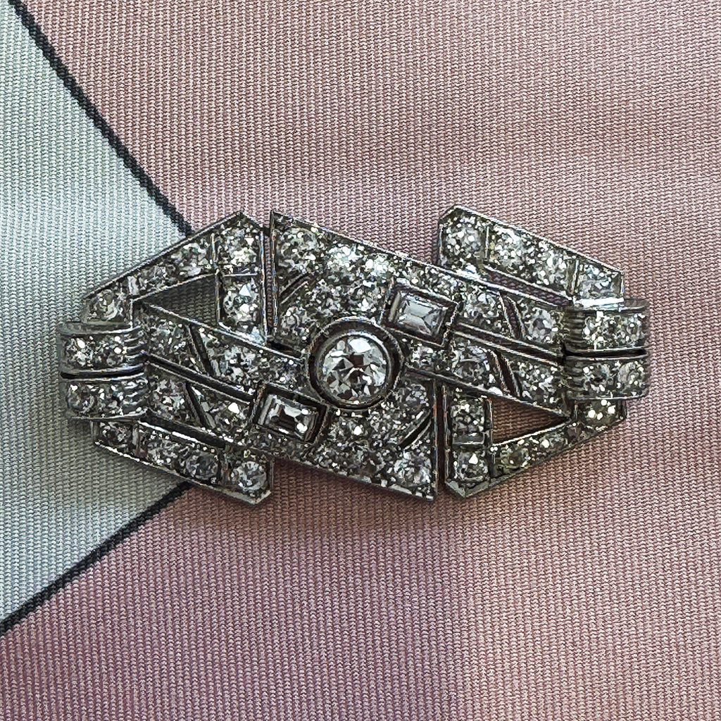 Art Deco Diamond Clip Brooch