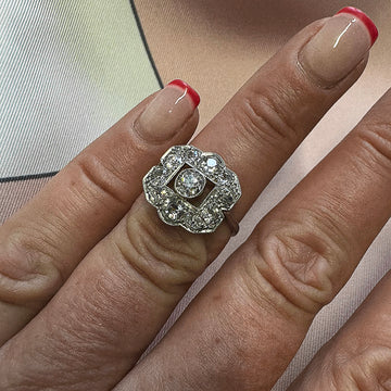 Art Deco Diamond Plaque Ring