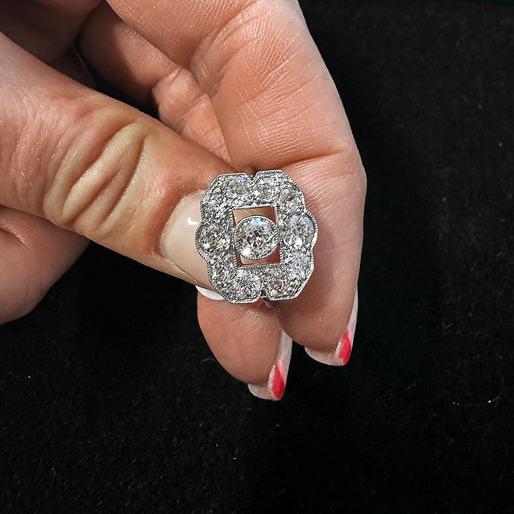 Art Deco Diamond Plaque Ring