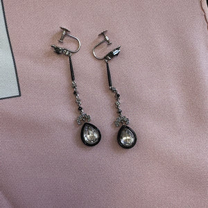 Art Deco Diamond and Enamel Drop Earrings