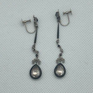 Art Deco Diamond and Enamel Drop Earrings