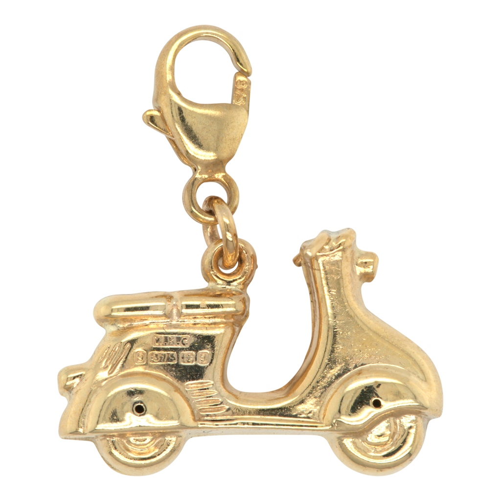 Vintage 9ct Yellow Gold Scooter Charm / Pendant