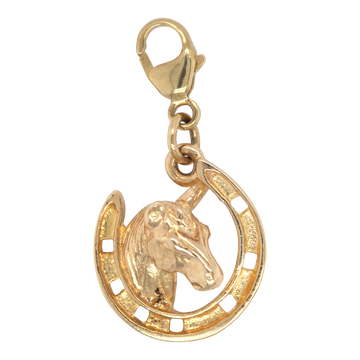 Vintage 9ct Yellow Gold Horse Head and Shoe Charm / Pendant