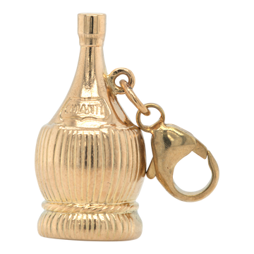 Vintage 9ct Yellow Gold Wine 'Chianti Fiasco' Bottle Charm / Pendant