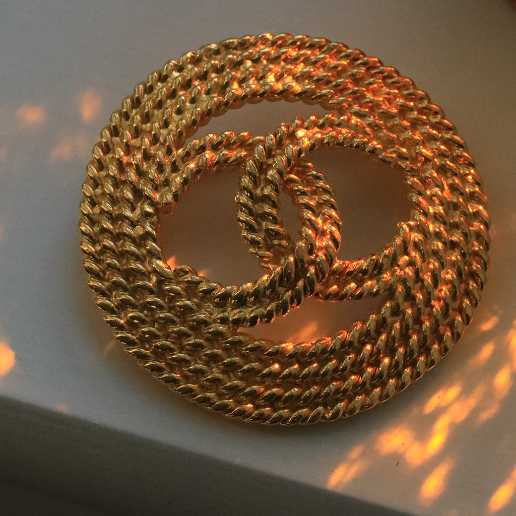 Chanel Round Open CC Large Brooch