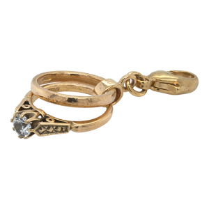 Vintage 9ct Yellow Gold and Diamond Engagement Ring and Wedding Band Charm / Pendant