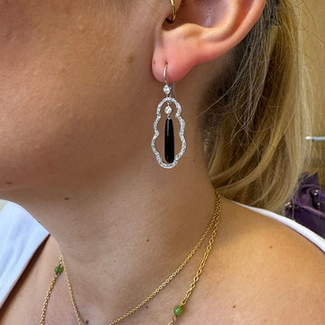 Diamond and Onyx Drop Earrings