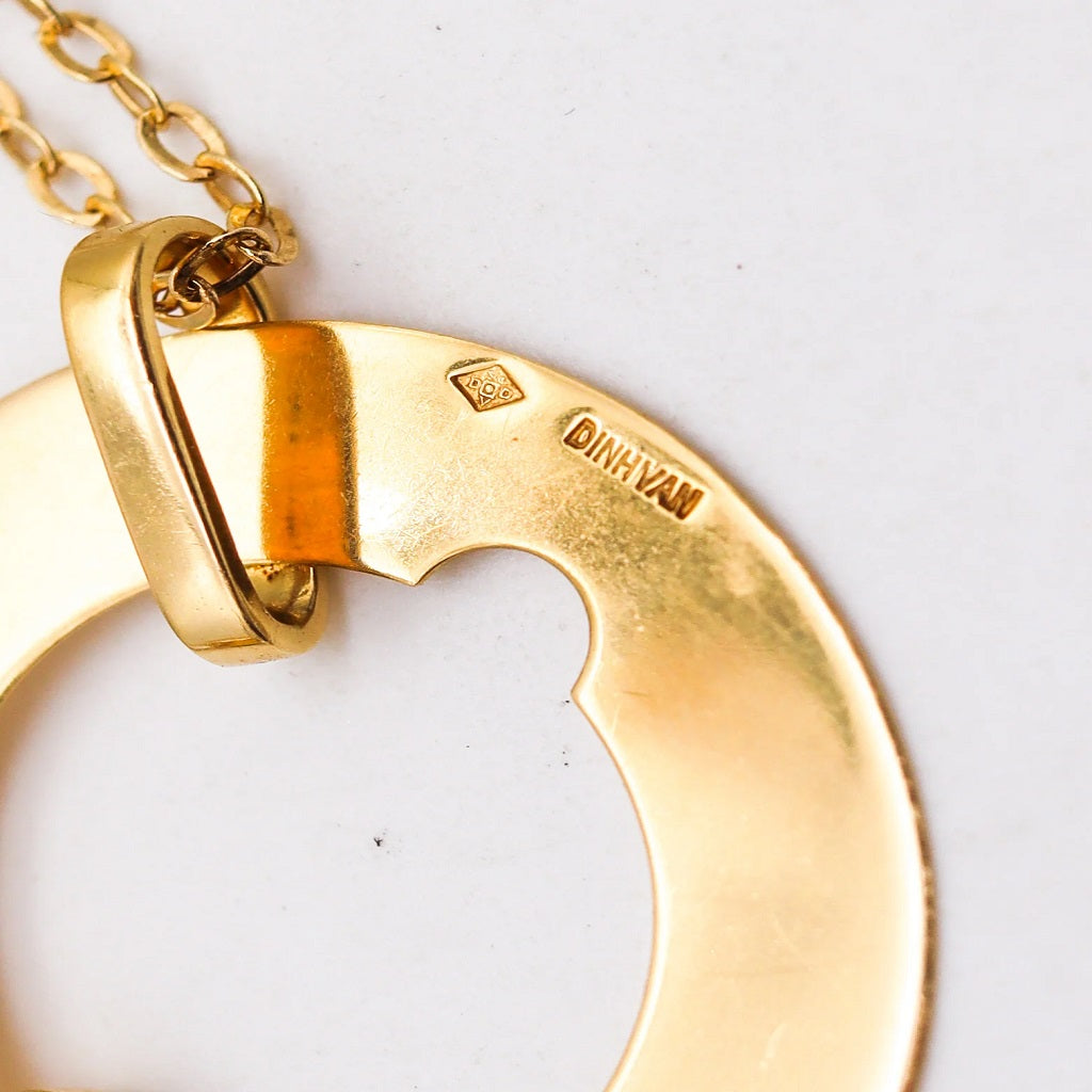 1980s Dinh Van Paris, 18ct Yellow Gold and Diamond Target Necklace Pendant