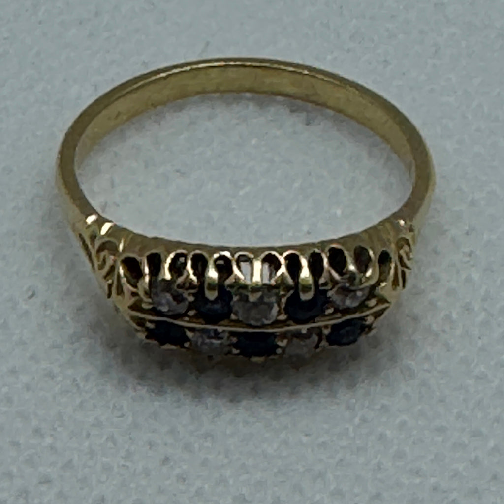 Edwardian Sapphire and Diamond Two-Row Ring