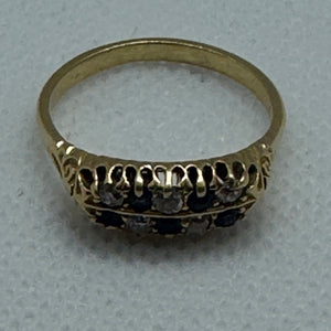 Edwardian Sapphire and Diamond Two-Row Ring