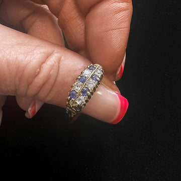 Edwardian Sapphire and Diamond Two-Row Ring
