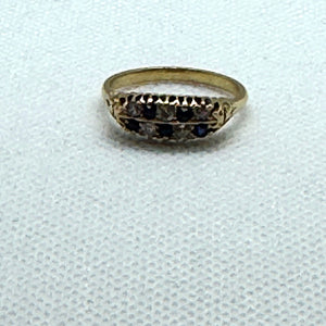 Edwardian Sapphire and Diamond Two-Row Ring