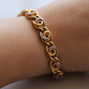 French Art Nouveau 18ct Gold Diamond Bracelet, Circa 1880