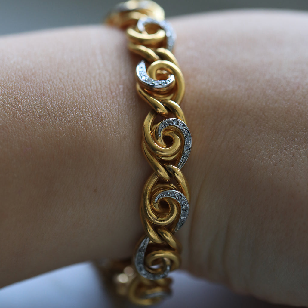 French Art Nouveau 18ct Gold Diamond Bracelet, Circa 1880