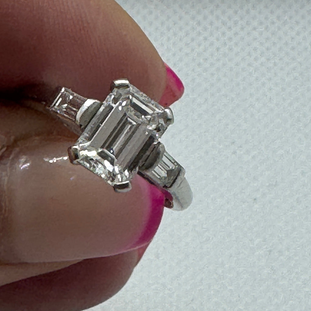 1.51 Carat GIA Certified Diamond Ring with Baguette Shoulders