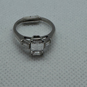 1.51 Carat GIA Certified Diamond Ring with Baguette Shoulders