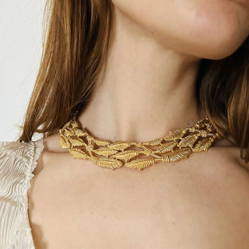 Givenchy Olive Leaf Link Chunky Necklace