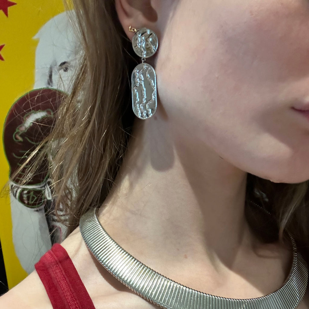 Modernist Sterling Silver Earrings, 1980s