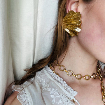 Yves Saint Laurent Fan Coral Shell Earrings, 1980s