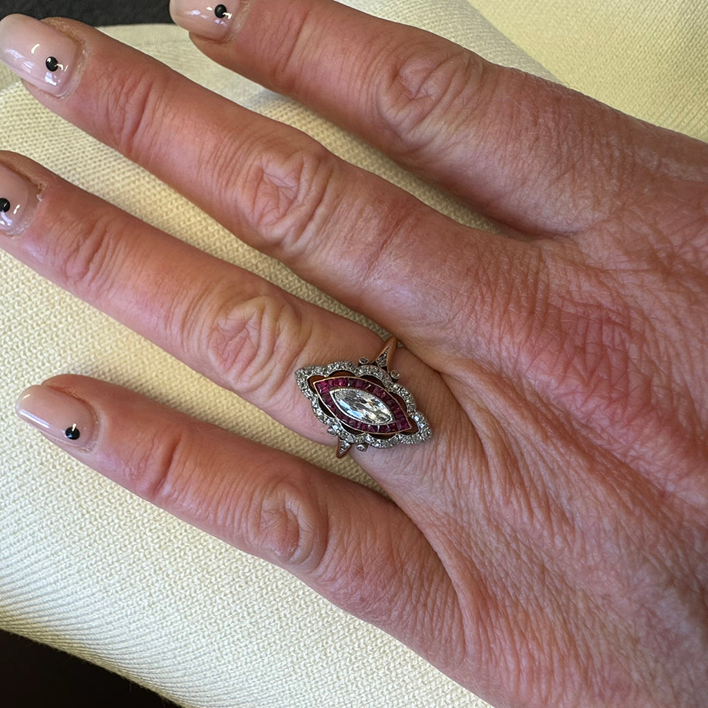 Marquise Ruby and Diamond Antique Ring, 1910