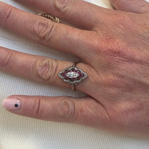 Marquise Ruby and Diamond Antique Ring, 1910