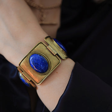 Morita Gil, Chile, Vintage Bracelet with Lapis Cabochons, 1980s