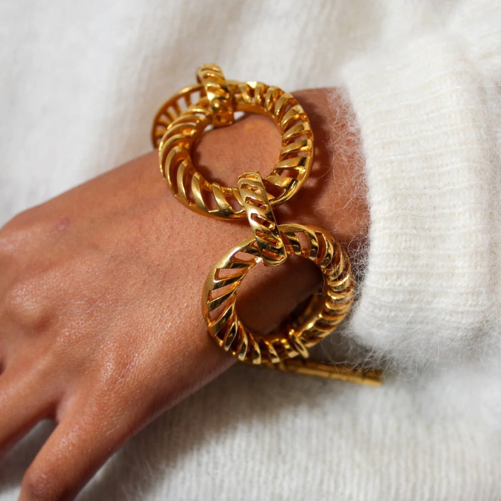 Nina Ricci Gold Plate Link Bracelet, 1980s