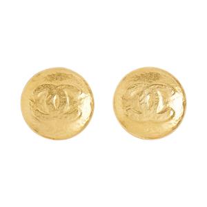 Chanel Vintage Gold Plated Roman Coin CC Clip on Earrings