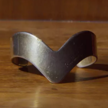 Pierre Cardin MCM Modernist Gold Plated Chevron Bracelet Cuff