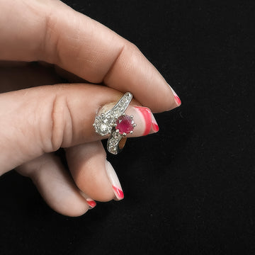 Ruby and Diamond Crossover Ring