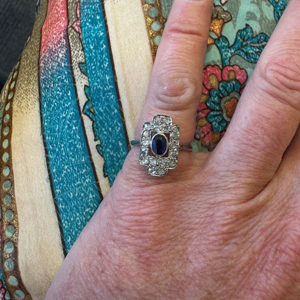 Sapphire and Old Cut Diamond Ring, 1910