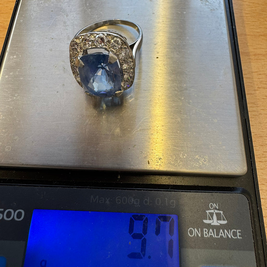 Ceylon Sapphire and Diamond Platinum Ring, 1960s