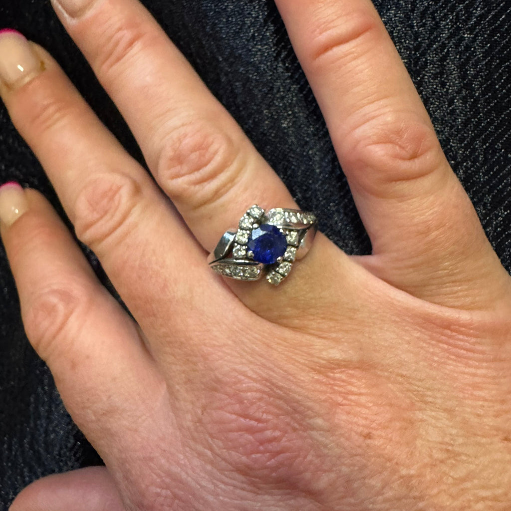 Sapphire and Diamond Platinum Ring