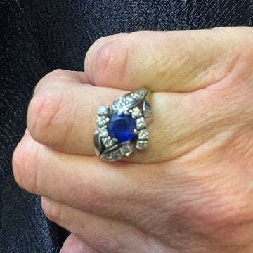 Sapphire and Diamond Platinum Ring