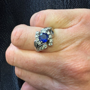 Sapphire and Diamond Platinum Ring