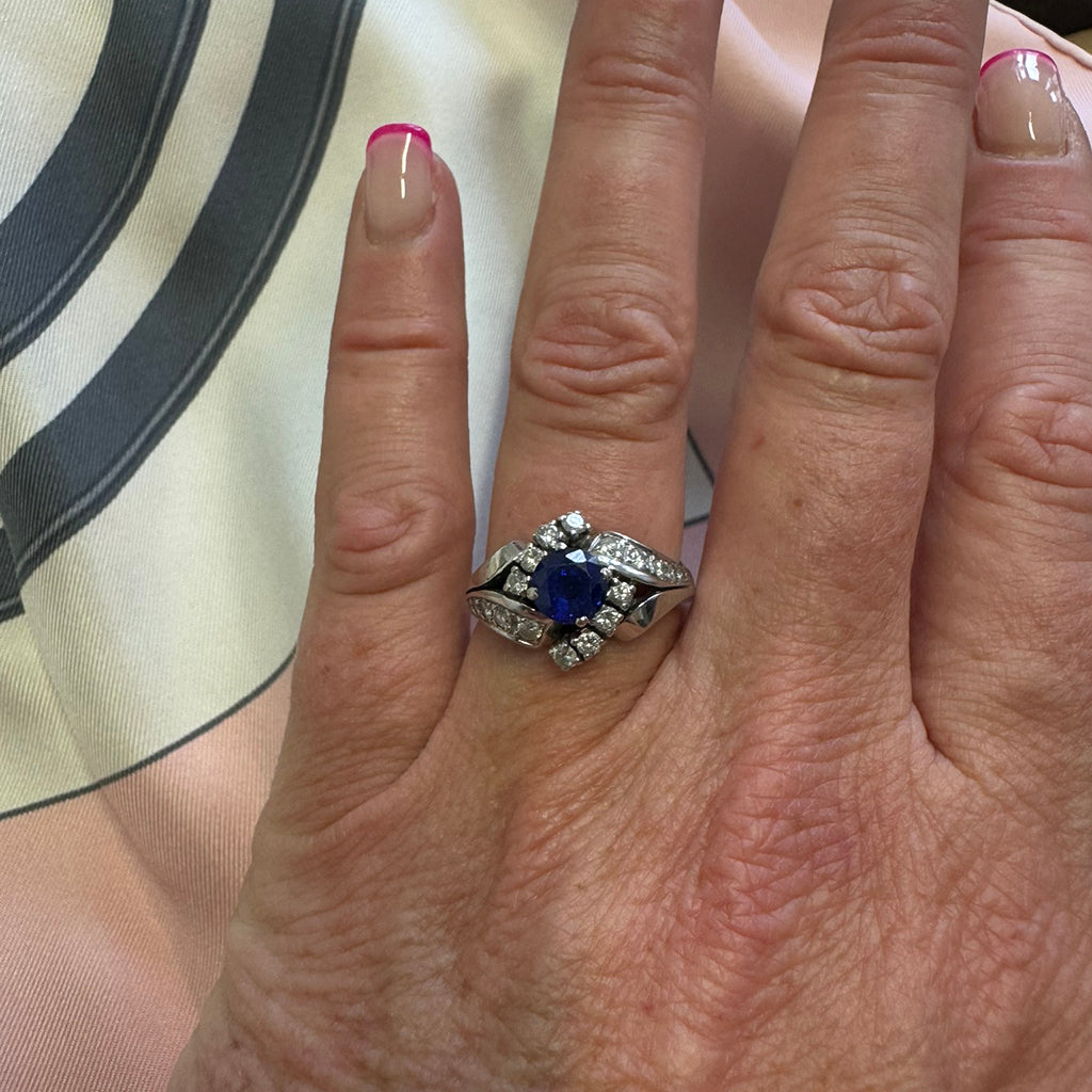 Sapphire and Diamond Platinum Ring