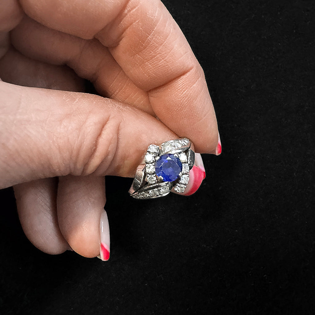 Sapphire and Diamond Platinum Ring