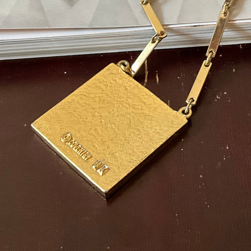 Sarah Coventry Gold-Plated Necklace with Cream, Red & Black Enamel – 1970s
