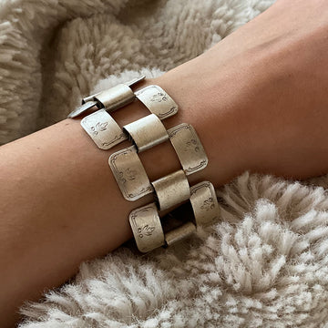 Sarah Coventry Rhodium-Plated Melody Wide Bracelet – 1970s