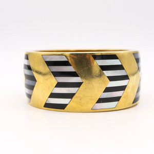 Tiffany And Co. 1978 Angela Cummings Geometric Bangle In 18ct Gold With Inlaid Gems