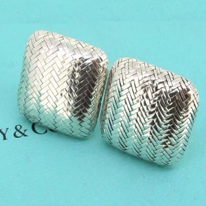 Tiffany & Co. Angela Cummings Sterling Silver Basket Wave Square Earrings