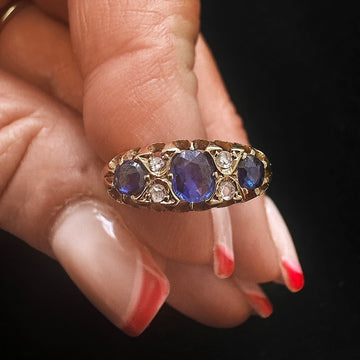 Victorian Sapphire and Diamond Five-Stone Ring