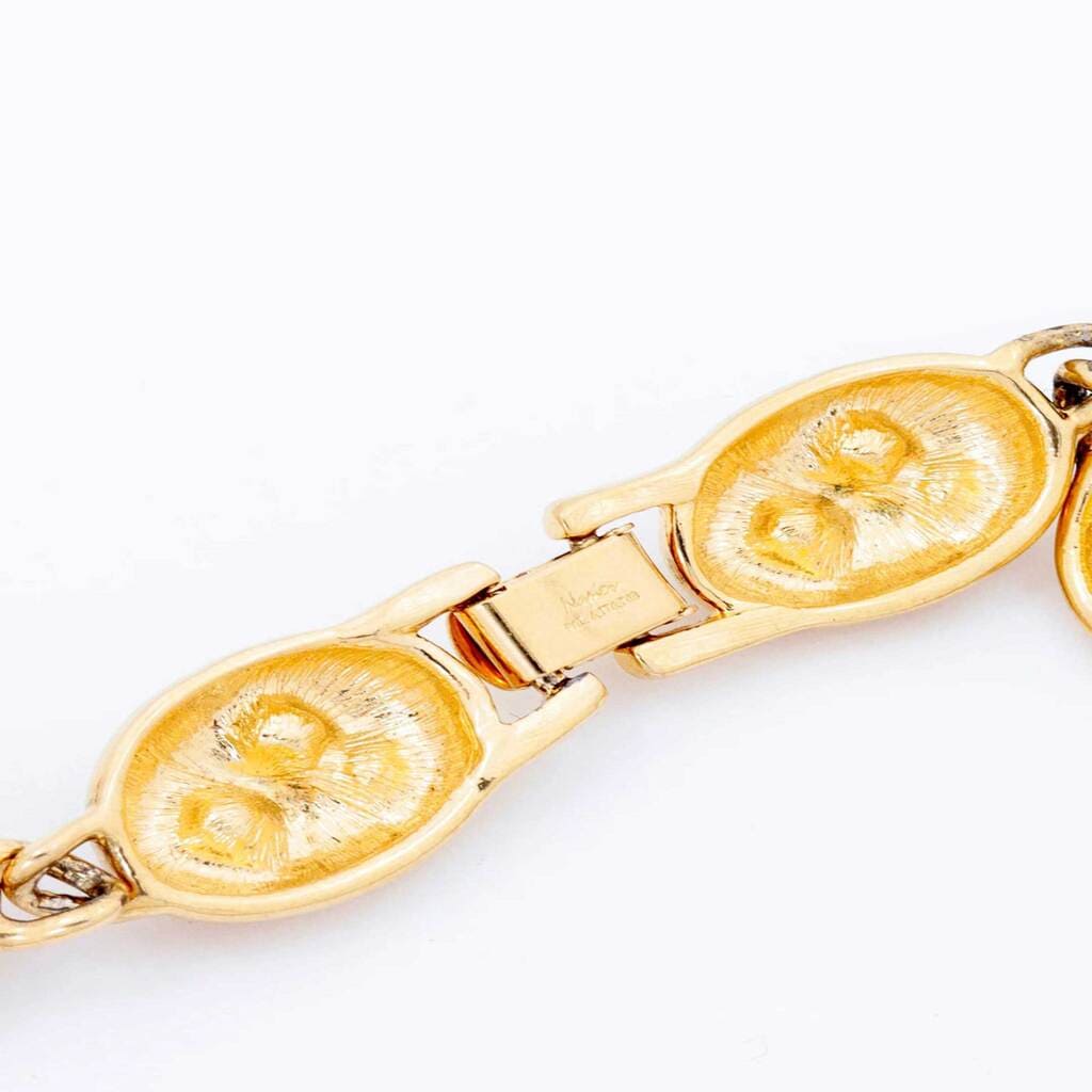 Napier Vintage Gold Toned Collar Necklace With Rhinestones, 1990s