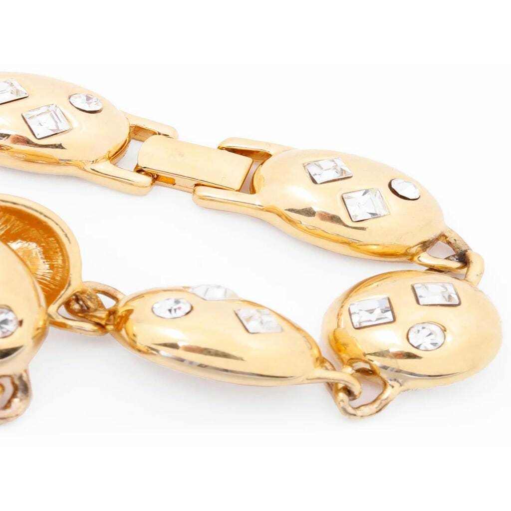Napier Vintage Gold Toned Collar Necklace With Rhinestones, 1990s