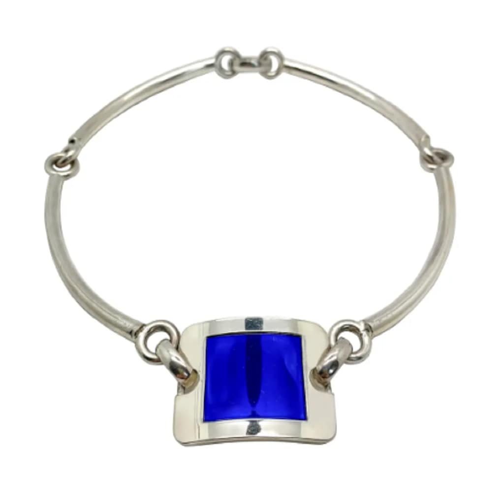 1972 Grossé, Sterling Silver and Electric Blue Enamel Collar